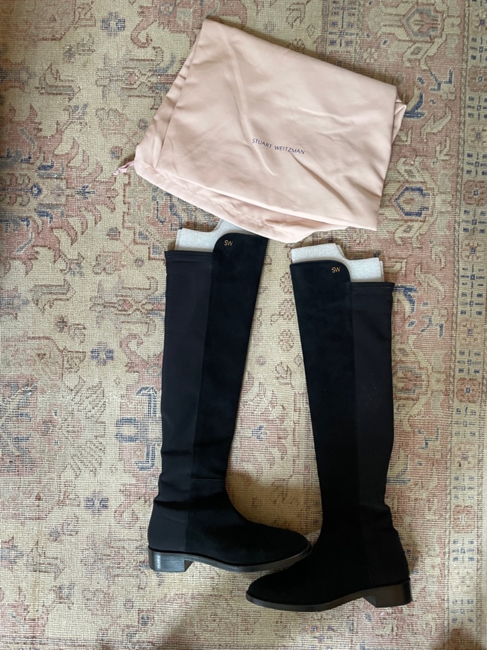 Stuart Weitzman 5050 Black Over-the-Knee Stretch Suede Boots